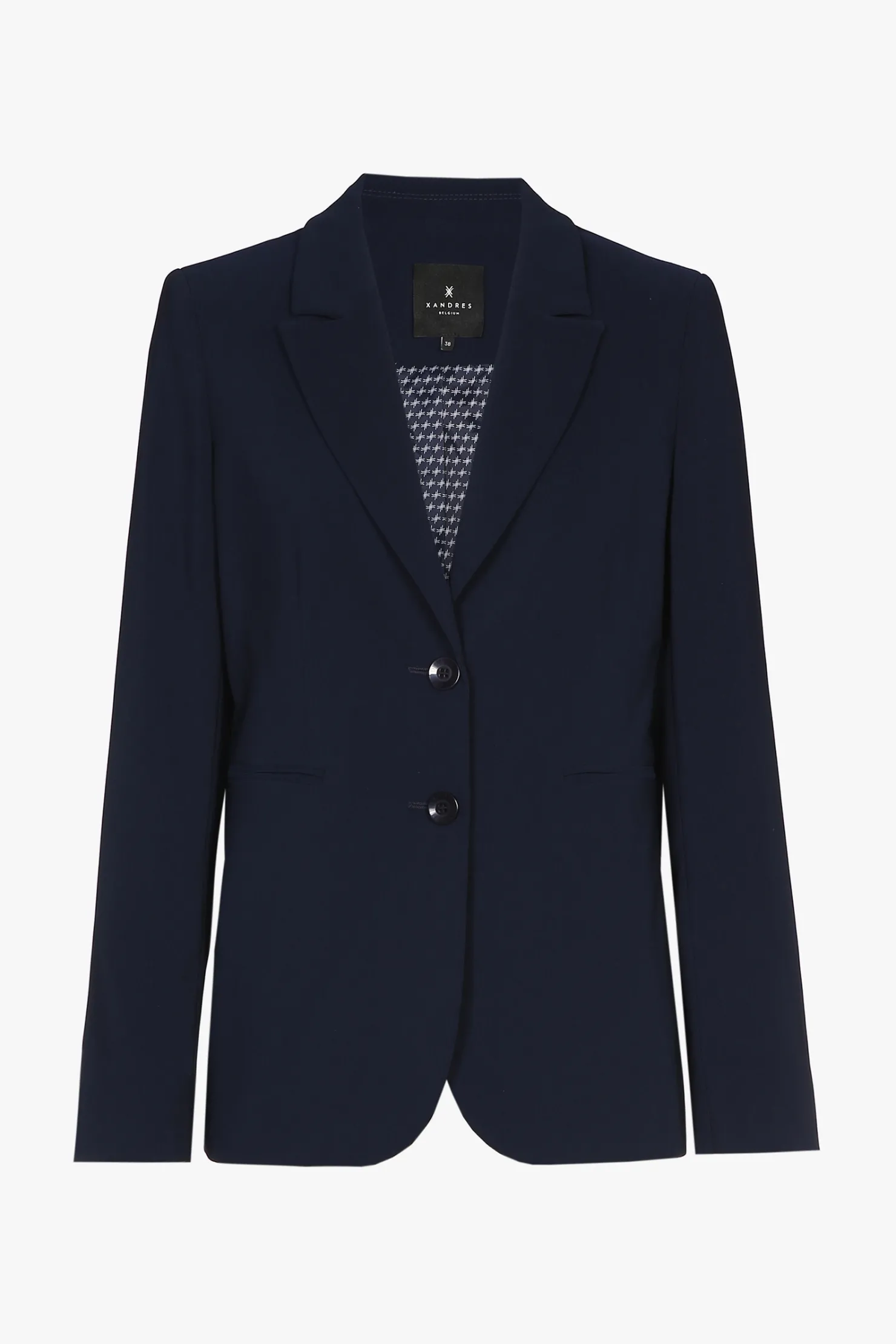 DAMES Xandres Donkerblauwe getailleerde, kreukvrije blazer