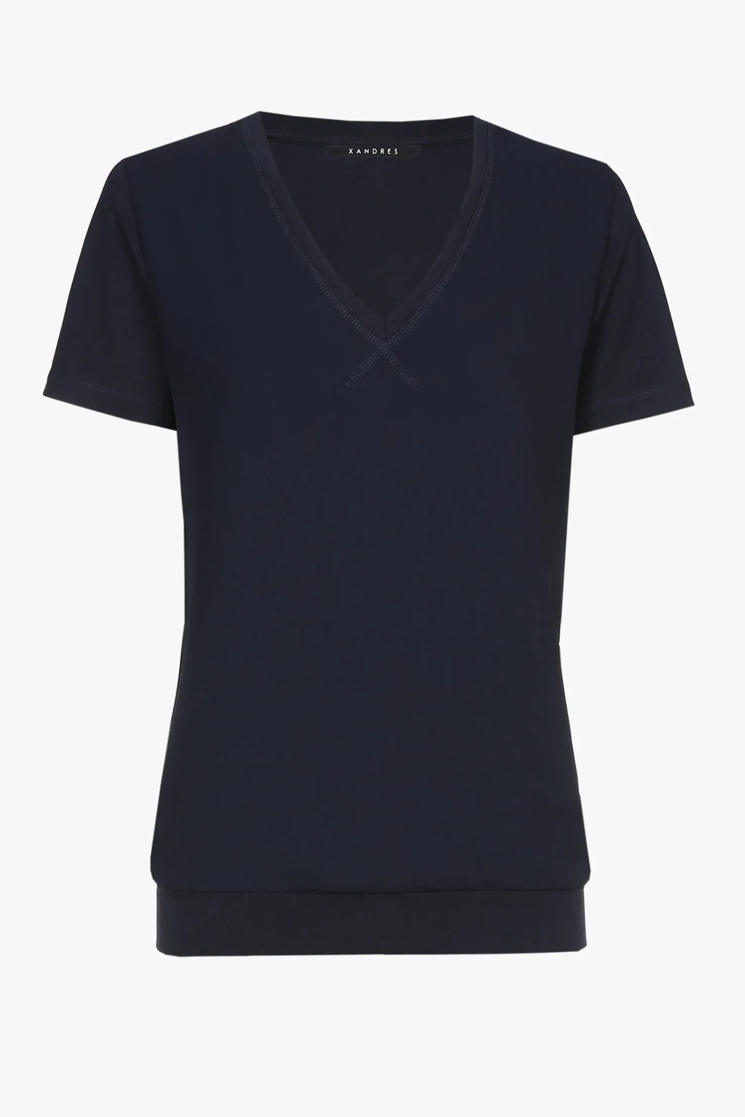 DAMES Xandres blauw T-shirt met V-hals