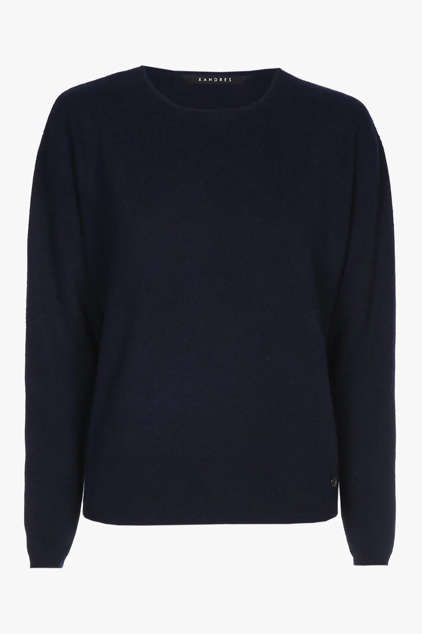 DAMES Xandres blauwe cashmere pull met ronde hals