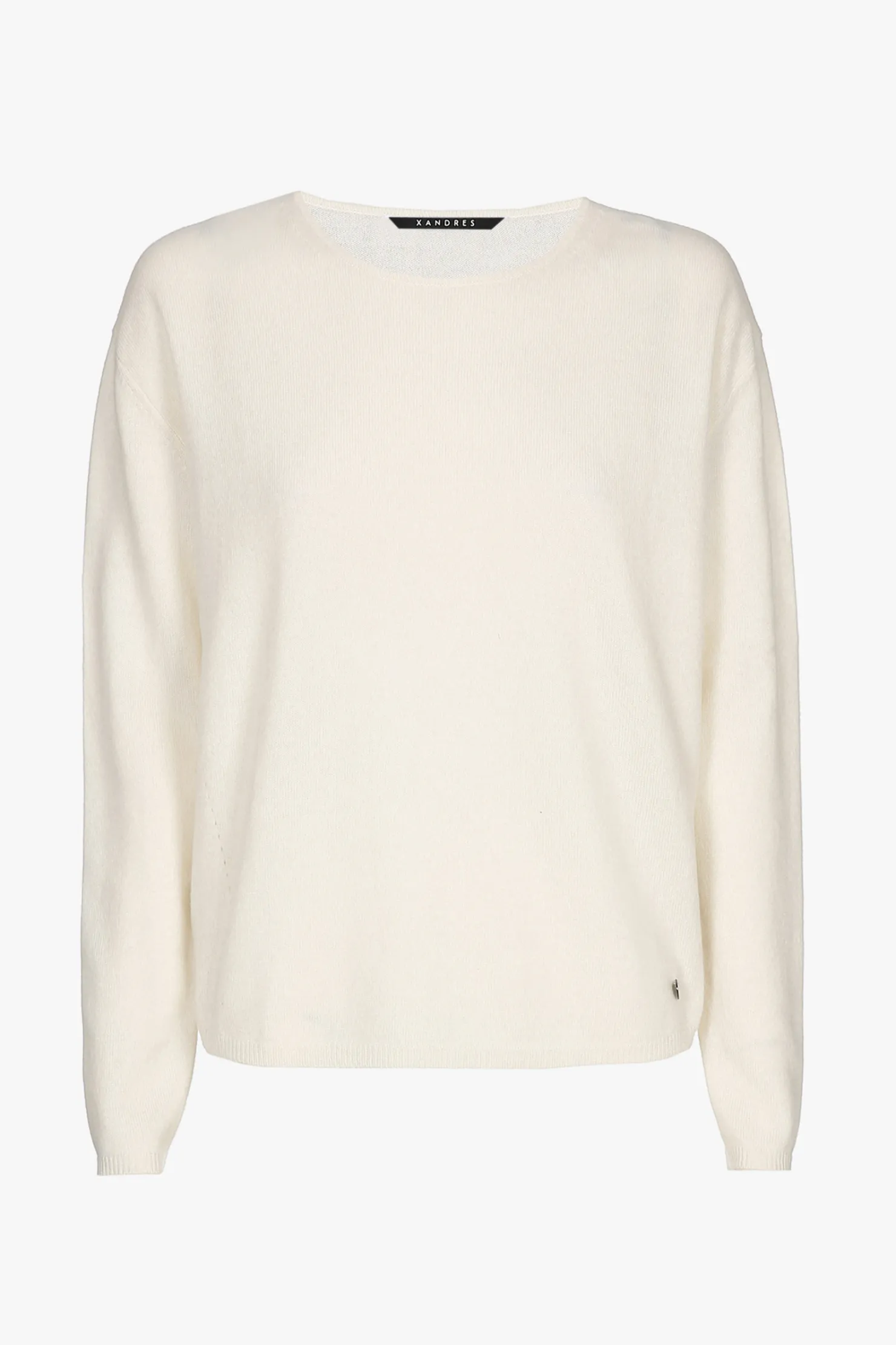 DAMES Xandres Witte cashmere pull met ronde hals