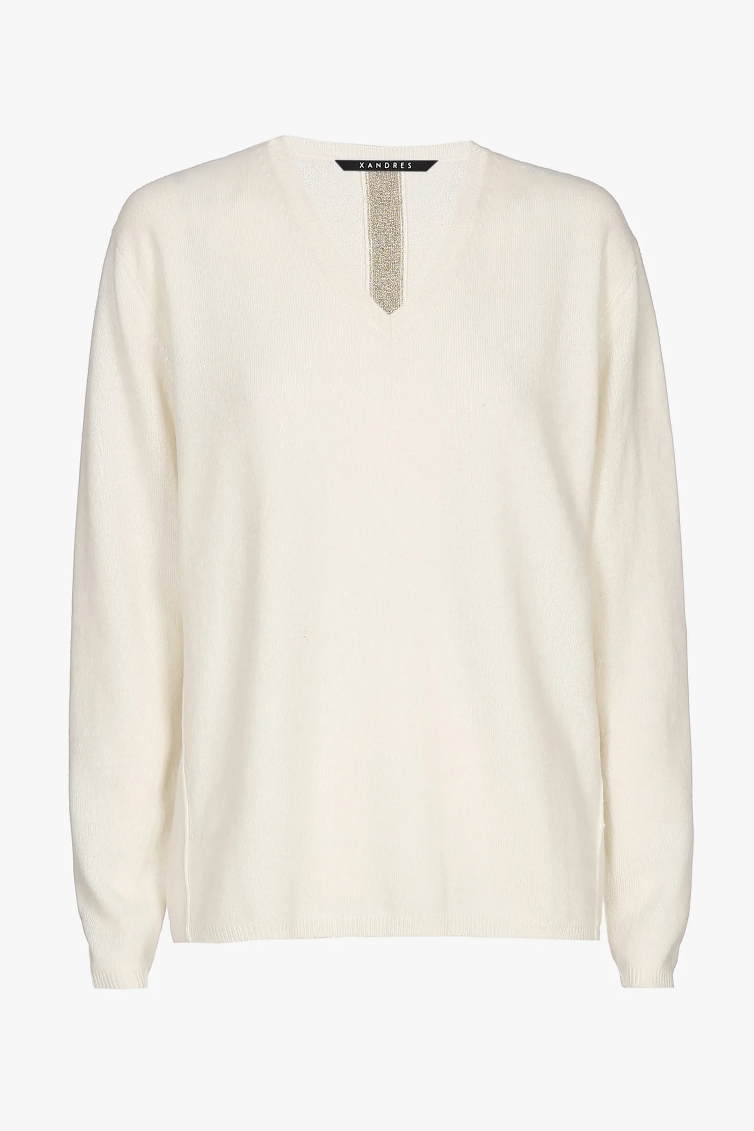 DAMES Xandres Witte cashmere trui met V-hals