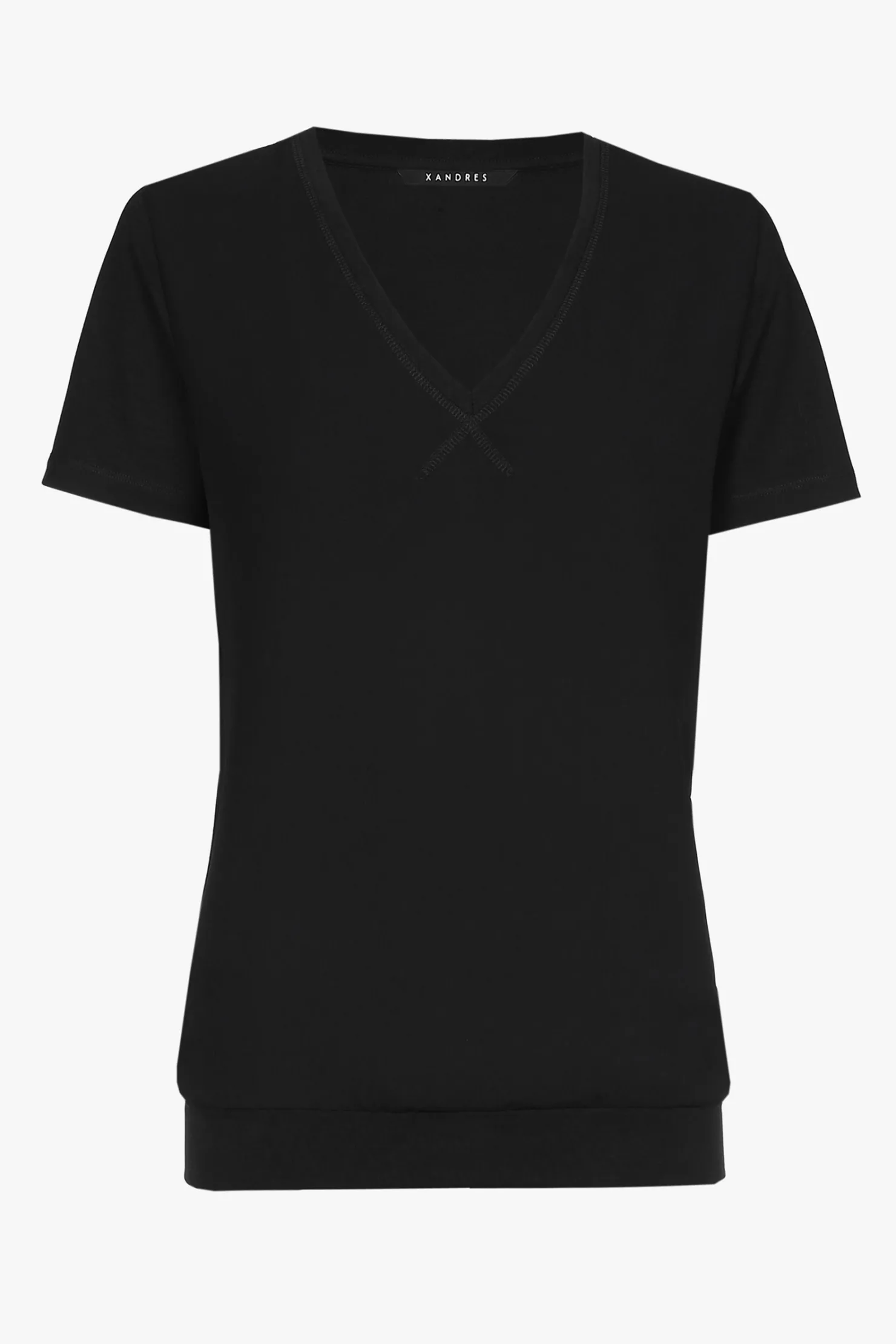 DAMES Xandres Zwart T-shirt met V-hals